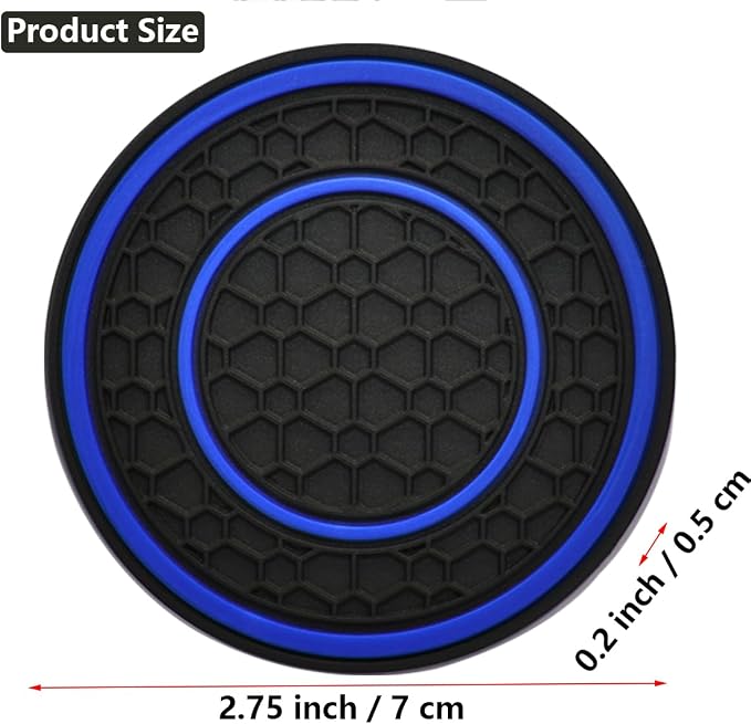 Car Cup Coaster Universal Automotive Waterproof Non-Slip Cup Holders Sift-Proof Spill Holder Car Interior Accessories 2 Pack Black & Blue