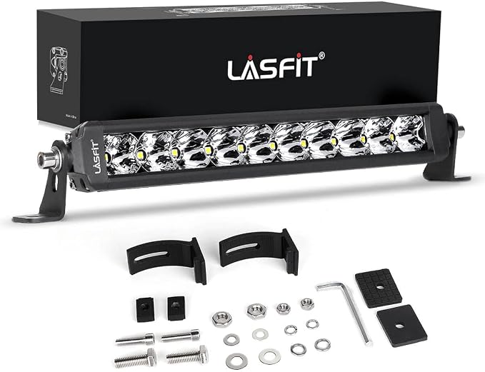 LASFIT 12 inch LED Light Bar, Screwless IP67 Waterproof Light Bar, Off Road Spot Flood Combo Work Light for Wrangler/F-150/Ranger/Explorer/4Runner