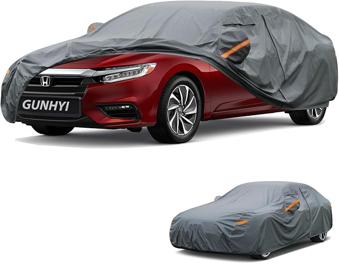 GUNHYI Premium Car Cover Custom Fit Honda Insight Sedan(1999-2006), 16 Layers Heavy Duty Car Cover Waterproof All Weather with Zipper Door for Sun Rain Snow Dust Uv Protection