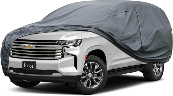 GUNHYI Premium Car Cover Custom Fit Chevrolet Tahoe (2007-2026), 16 Layers Heavy Duty Car Cover Waterproof All Weather with Zipper Door for Sun Rain Snow Dust Uv Protection