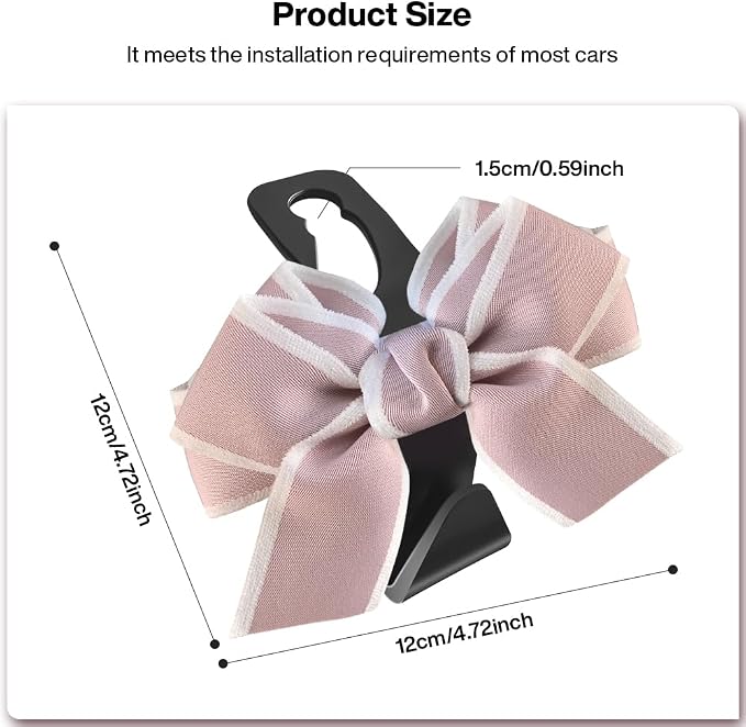 2-Pack Car Seat Headrest Hooks, Handbag Hangers, Pinkish-white | Storage organizer for handbags, clothes, coats and grocery bags; practical interior accessory for most cars and SUVs