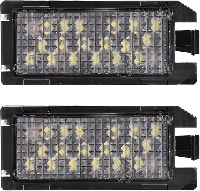 2PCS Car LED License Plate Light, OEM# 68228930AA Vehicle Tag Light Assembly, Automotive Exterior License Plate Lamp Replacement, Compatible with Levante Compass Viper