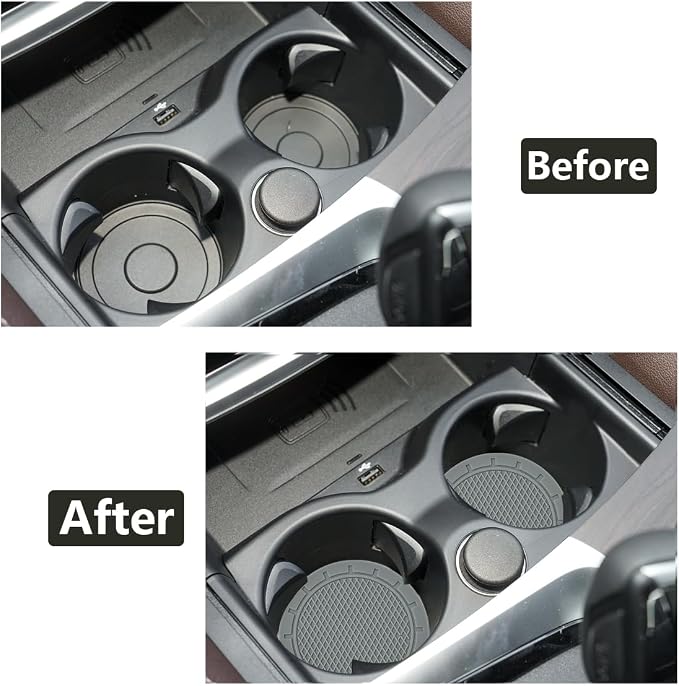Cup Holder Coaster, 4 Pack 2.75 Inch Diameter PVC Non-Slip Universal Insert, Durable Car Accessory for Most Interiors, Suitable for Women and Men - Gray