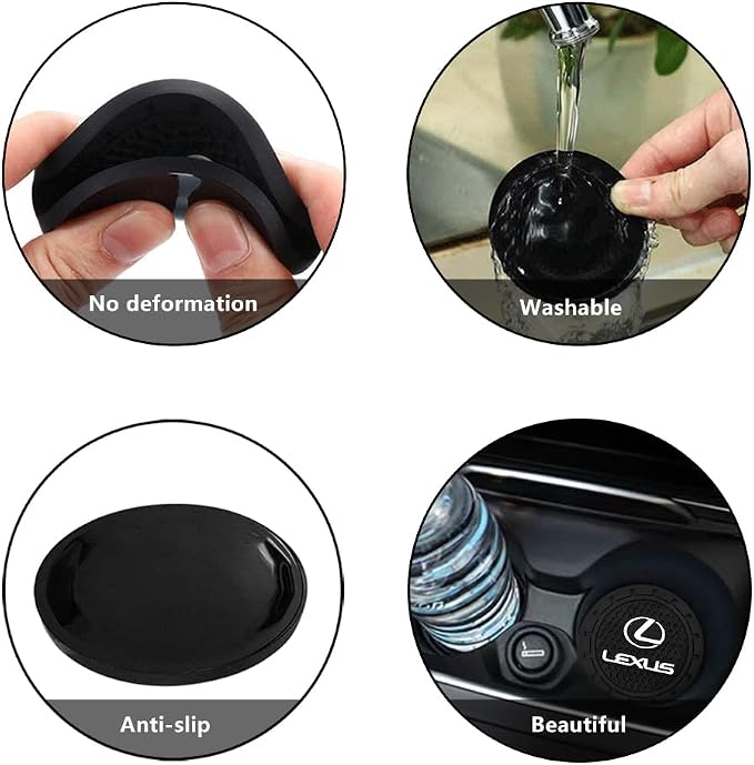 Car Cup Holder Coaster for Lexus ES350 GS350 GS300h GS450h is300 es350 ls460 rx350 NX300h Cupholder Coaster Interior Accessories 2.75in 2Pieces Black