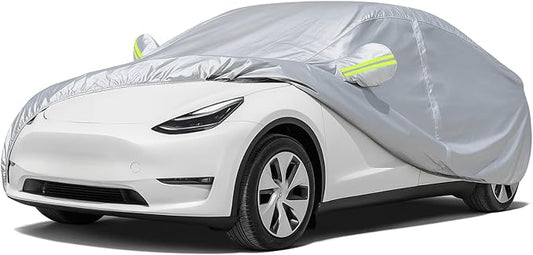Favoto Car Cover Waterproof All Weather Custom Fit Tesla Model Y | 6 Layers Outdoor Rain Snow Sun Protection with Ventilated Mesh Charging Port Door Zipper