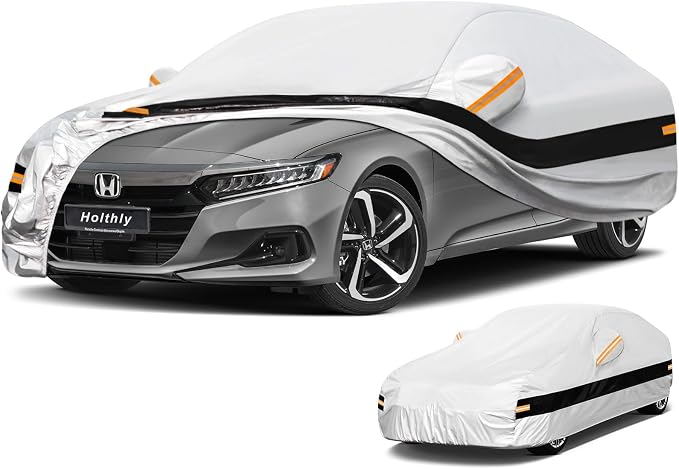 10 Layer Car Cover Waterproof All Weather for Sedan,100% Waterproof Outdoor Car Covers for Automobiles Rain Sun Protection. Custom Fit for Midsized Car Toyota Camry,Honda Accord, etc