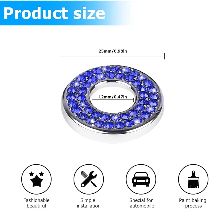 4PCS Bling Inner Car Door Lock Cover Stickers, Rhinestones Pull Rod Bolt Decorations, Crystal Auto Decals for Women Girls, Sparkly Car Door Lock Pin Caps for C Class C200L GLC260 C260L