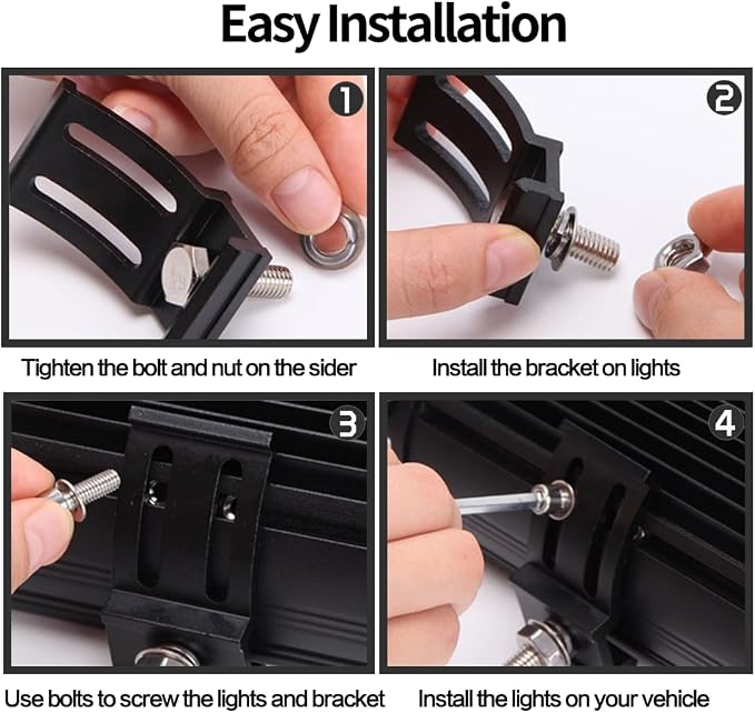 Slide Mounting Bracket LED Bar Base Mounting Brackets Universal Adjustable Side Bracket Kit for Most Work Lights Pod Lights from 4 inch up to 52 inch (Pack of 2)