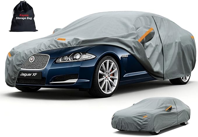 Kayme Heavy Duty Car Cover Custom Fit Jaguar XF(2007-2025), Waterproof All Weather for Automobiles, Full Exterior Covers Sun Rain UV Protection.