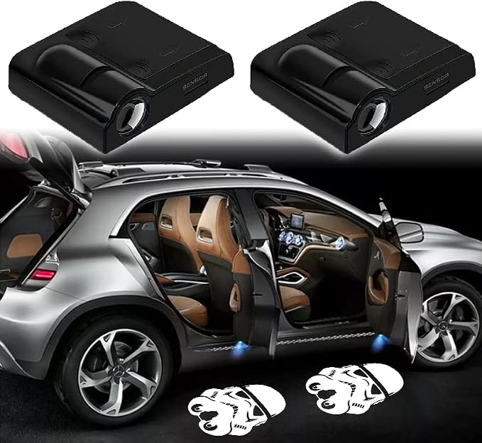 2pcs 3D Magnetic Car Door Step LED Welcome Logo Shadow Ghost Light Projector Lamp fits All Car Models (Helmet2) by DmStore