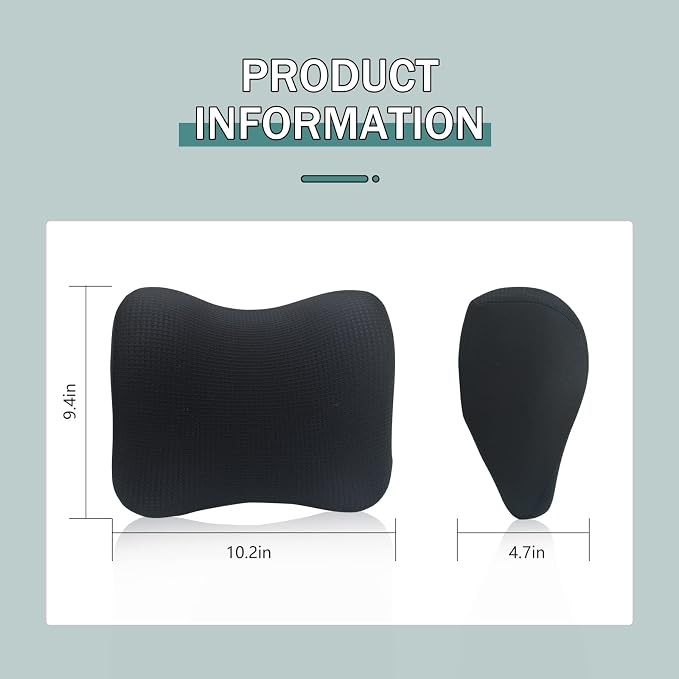 Super Fit Car Headrest Pillow, Car Pillow for Driving with Adjustable Strap | 100% Memory Foam Neck Pillow, Breathable Removable Cover & Ergonomic Design - Softness Travel Car Neck Pillow(Black, 1PC)