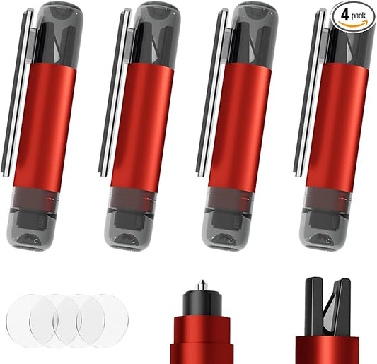 Window Breaker Seatbelt Cutter, 2-in-1 Car Glass Window Breaker Tool, Safety Hammer with Test Glass, Spring Loaded Emergency Escape Hammer for Sinking Cars, Flood Rescue 4PCS (Red)