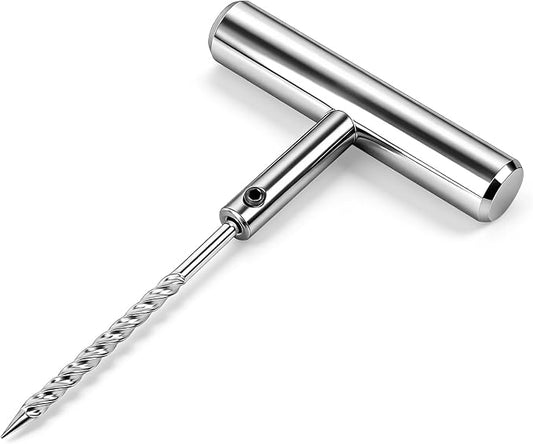 Spiral Probe Wrench, Tire Repair Puncture Tool Kit Heavy Duty Stanless Steel T-Handle Tire Repair Tool for Automobiles Motorcycles
