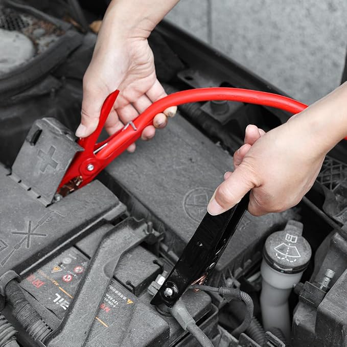 Justin Case Smart 16 Foot 6 Gauge Heavy-Duty Jumper Cables with Integrated Built-In Voltage Meter & 365 Days of Roadside Assistance