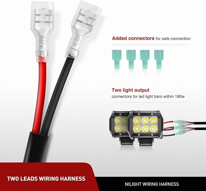 Nilight ZH303 2PCS 6.5 Inch 120W Spot & Flood Combo Driving 16AWG Wiring Harness for Led Work Light Triple Rows Off-Road Truck Car ATV SUV, 2 Years Warranty, White