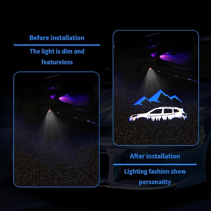 2 pcs Non-Fading LED Car Door Logo Lights Courtesy Projector Laser Welcome Light Ghost Shadow Forester Accessories Puddle lamp Compatible with Forester Outback Accessories (Blue Mountains-HD)