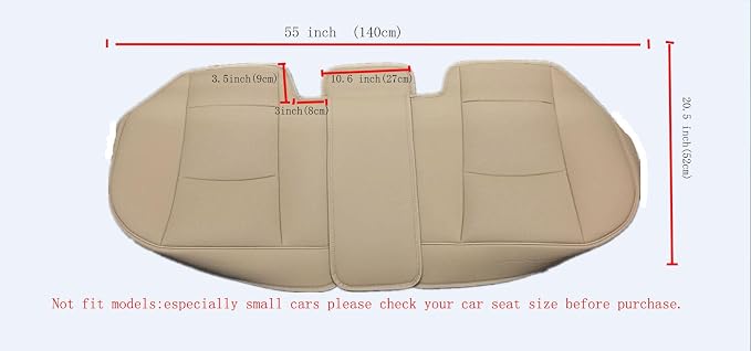 EDEALYN® 1 Pack Scalable (124-140cm) Back Seat Cover Car Seat Cover Seat Protector Rear Seat Bottom Cover Fits 90% of car - for Seat Bottom Only (Tan - Rear seat)