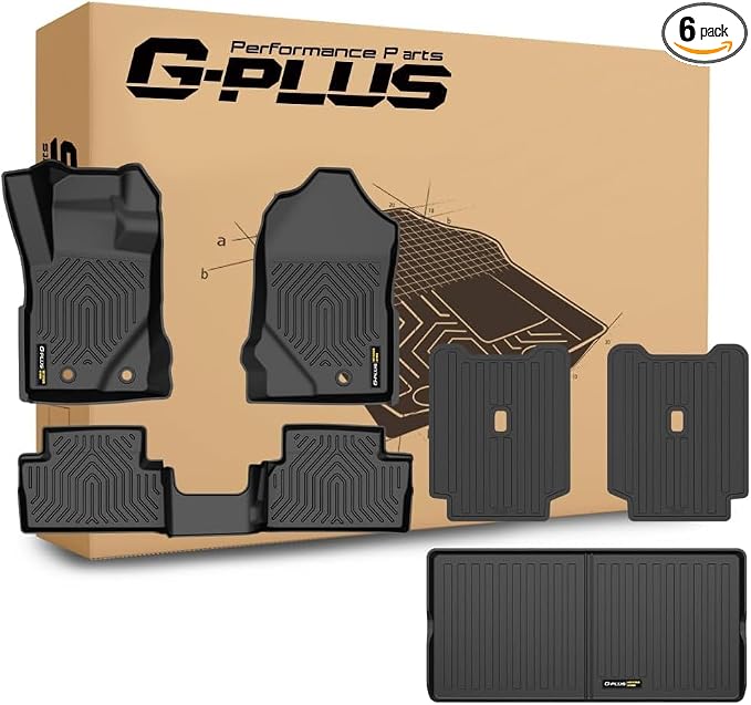 G-PLUS TPE Floor Mats Cargo Liner Fit 2021-2025 Ford Bronco 2-Door | Not Fit Bronco Sport or Bronco 4-Door,All Weather Protection,Non-Slip,Custom Fit Floor Liners Accessories,Full Coverage,6PCS
