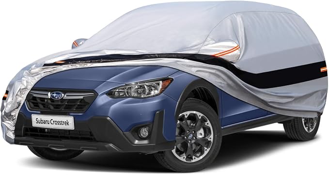 10 Layers SUV Car Cover Custom Fit for Subaru Crosstrek (2017-2026) Waterproof All Weather for Automobiles, Outdoor Full Cover Rain Sun UV Protection.Silver