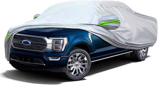 Truck Pickup Car Cover, 6-layer All-weather Waterproof, Heavy Outdoor Car Cover, Universal in All Seasons, Snow Protection, Acid Rainproof, Sunscreen, UV Protection, length Up to 220 "- Silvery