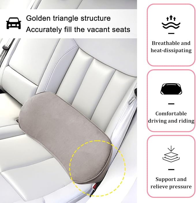 Osilly Car Lumbar Support Pillow, Memory Foam Comfortable Vehicle Seat Lower Back Support Cushion, Back & Sciatica Pain Relief Automotive Driver Seat Pad, Universal for SUV RV Truck (Light Gray)