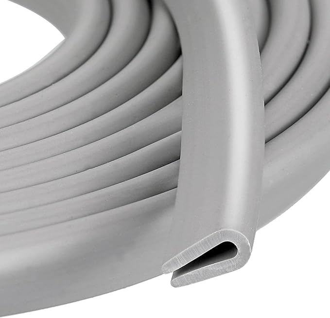 Tondiamo Rubber U Channel Edge Trim, Door Seal Strip, Fits Edge up to 1/16 Inch (1.6mm) U Shape Weather Stripping(35.1 Feet, 1/16 Inch, Gray)