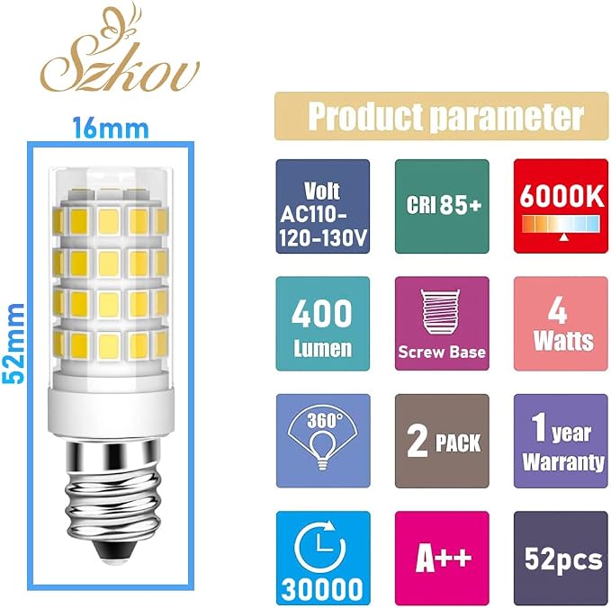 2-Pack 4W LED Bulb for Cosmetic Vanity Makeup Mirror with Single Double Sided Lighted Magnification 120V Mirror Replacement Bulbs 40W Equivalent Daylight White 6000K