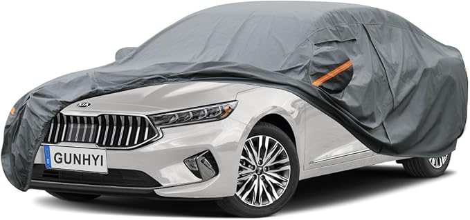 GUNHYI Premium Car Cover Custom Fit Kia Cadenza, 16 Layers Heavy Duty Car Cover Waterproof All Weather with Zipper Door for Sun Rain Snow Dust Uv Protection