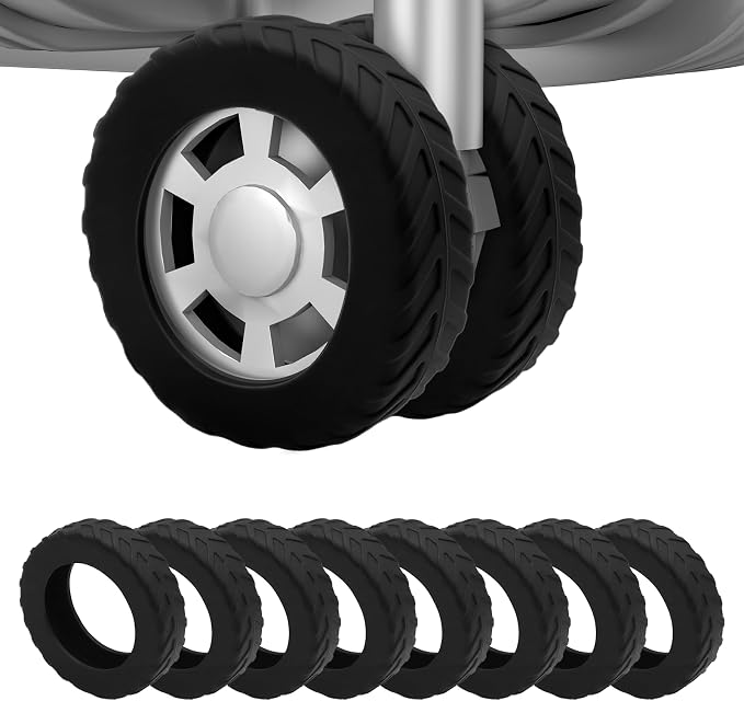 8Pcs Luggage Wheel Covers,Fits 2-2.4'' Suitcase Wheel, Black | Carry On Luggage Wheels Protector,Upgraded Luggage Travel Accessories,Helps reduce daily rolling noise and surface wear.