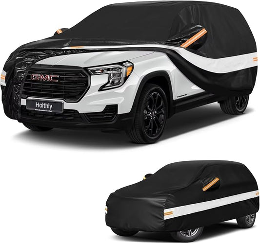 10 Layers SUV Car Cover Custom Fit for GMC Terrain(2010-2026), Waterproof All Weather for Automobiles, Outdoor Full Cover Sun Dust Rain Protection with Cotton. Black