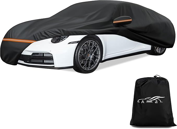 Amooca Heavy-Duty Car Covers Custom Fit for Porsche 911 (1998-2025) Waterproof Sun-Proof All Weather for Automobiles Snow Cover 420D with Door Zipper Cotton Lining