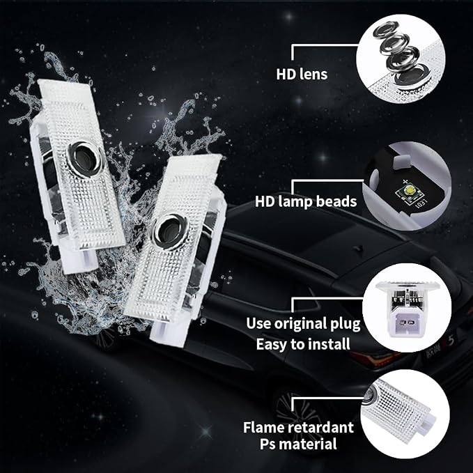2PCS Non-Fading LED Door Logo Lights Car Accessories HD Welcome lamp Compatible for Challenger 2015-Present Projector Ghost Shadow Puddle Courtesy Step Lights (Green Stripe)