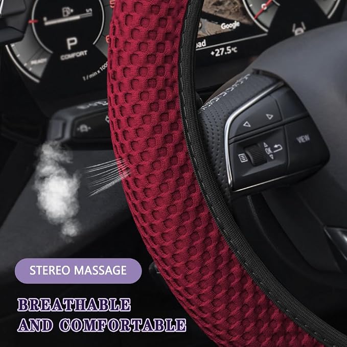 Elastic Stretch Steering Wheel Cover, Steering Wheel Cover, 15" Breathable Auto Steering Wheel Protector, Universal Car Accessories Comfortable Non-Slip Vehicle Steering Wheel Covers for Women Men