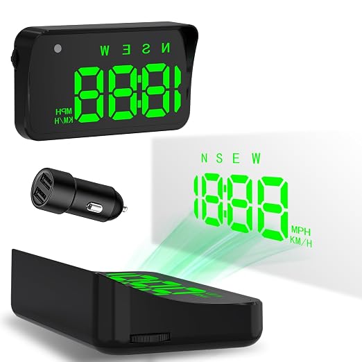 Heads up Display for Cars Windshield, Car HUD Display, HUD for Cars | USB Plug & Play, MPH/KMH Switch, Speed Calibration, Adjustable Brightness, Overspeed Alert, Large Font Display