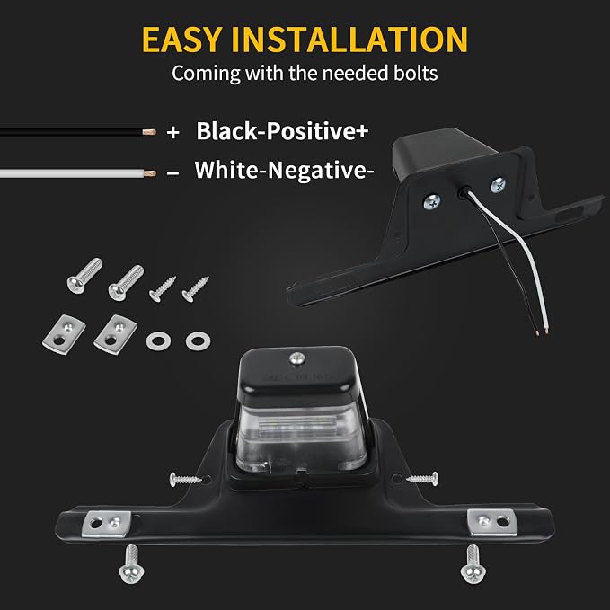 LED License Plate Light with Steel Bracket, Waterproof 12V Universal Trailer Tag Lamp for Truck RV Boat Utility Vehicle Semi Truck, DOT Compliant, ABS Housing, Submersible Design