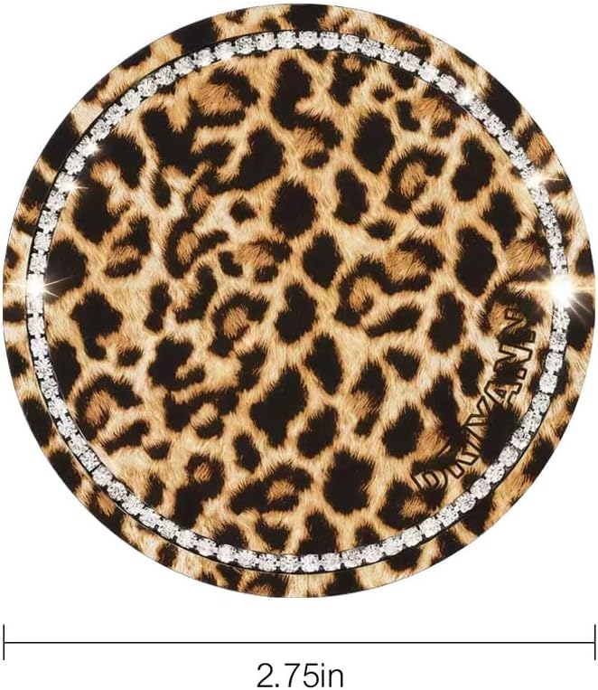 Car Cup Holder Coaster, 2PCS Silicone Car Cup Holder Insert Leopard Print, 2.75" Universal Non-Slip Cup Holders, Interior Car Accessories for Women and Man (Leopard)