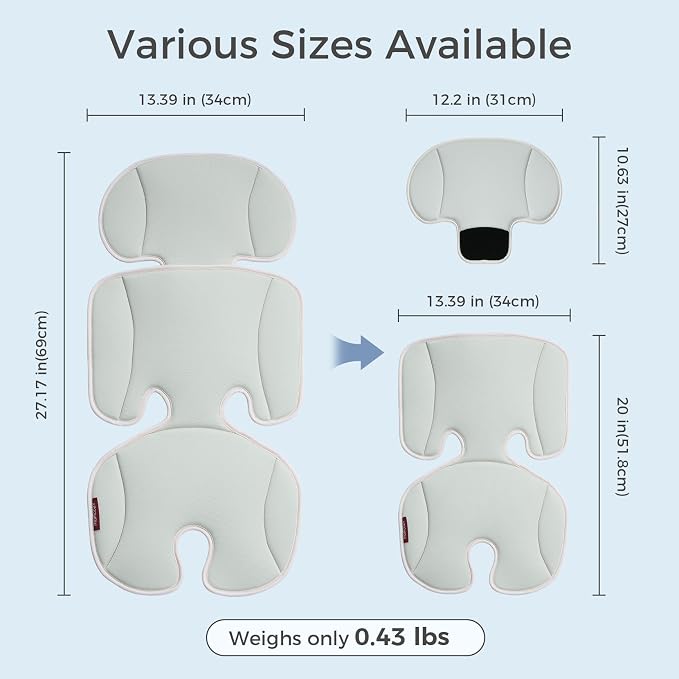 Momcozy Stroller Cooling Pad | Universal Soft Cooler Pad, Breathable & Adjustable Seat Liner | Detachable 2-Piece Cooling Cushion | Fits Strollers, Crib, High Chair, Swing