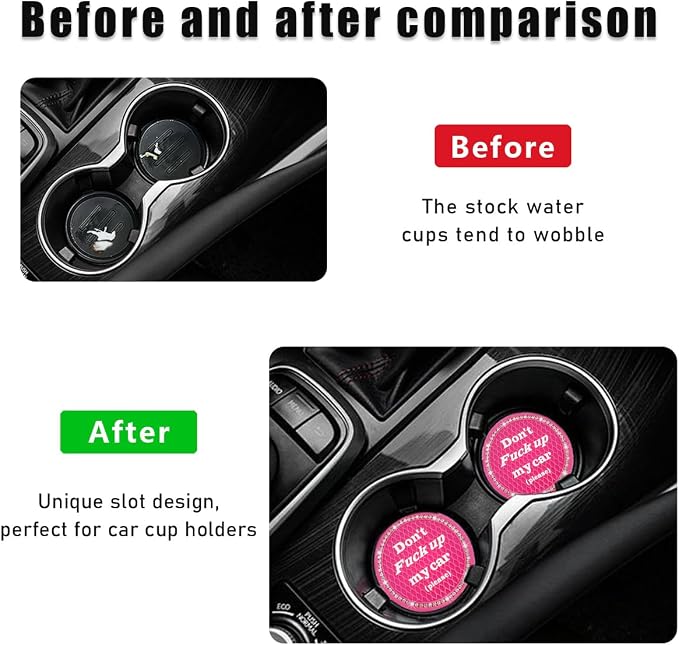 2 PCS Bling Car Cup Coaster, 2.75 Inch Anti-Slip Cup Holder Insert Coasters, Crystal Rhinestone Auto Drink Car Cup Mat for Women Girls, Universal Interior Car Accessories (Rose Red)