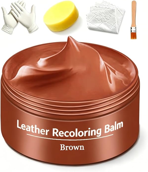 Leather Recoloring Balm, Leather & Vinyl Color Restorer Conditioner – Repairs Faded & Scratched Leather Color
