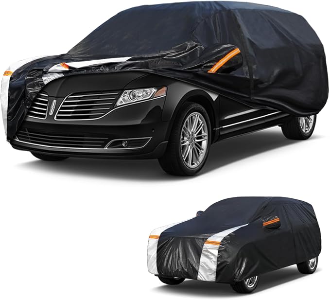 Large SUV Car Cover for Lincoln MKT 2016-2019 100% Waterproof All Weather, Heavy Duty Outdoor Full Exterior Covers Rain Sun Wind UV Protection.
