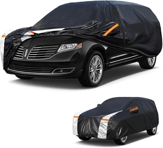 Large SUV Car Cover for Lincoln MKT 2016-2019 100% Waterproof All Weather, Heavy Duty Outdoor Full Exterior Covers Rain Sun Wind UV Protection.