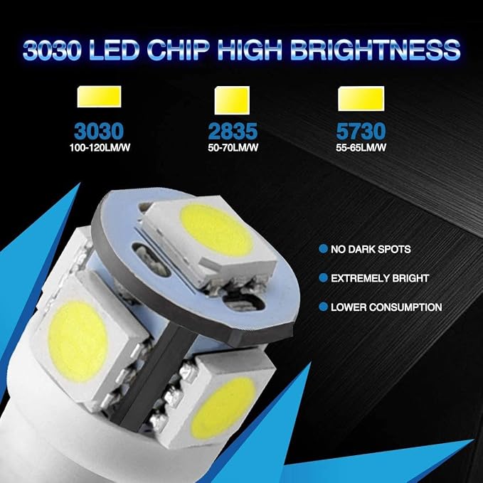 Marsauto 194 LED Bulbs 168 T10 2825 5SMD LED Bulbs Car Dome Map License Plate Lights Lamp White 12V, Tail Light Covers (Pack of 2)