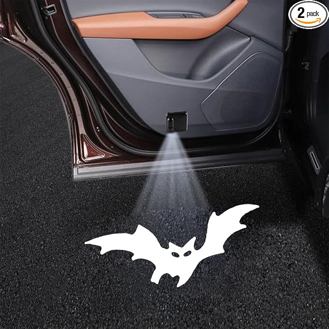 2PCS Car Door Lights,Bat Door Lights Logo Projector LED Shadow Welcome Lamp,Bat Car Accessories Gifts for Women Men,Suitable for All Vehicles Motorcycle Bike