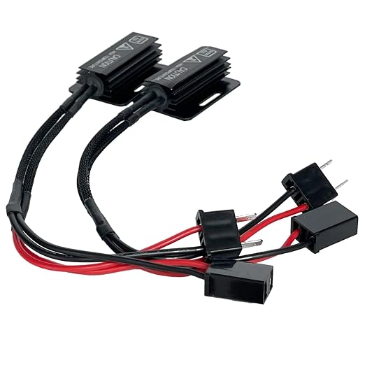 H7 LED Load Resistor Adapter 50W 6Ohm Upgraded Canbus Decoder Fix Headlights Fog Light DRL Error Code Anti-Flicker Wiring Relay Harness