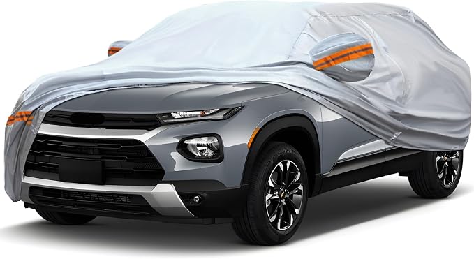 Fit for 164"-178" Length SUVs, 6-Layer Full Car Cover is All-Weather Waterproof, Universal in All Seasons, Snow Prevention, Rainproof, Acid Rainproof, Sunscreen, Orange Reflective Strip