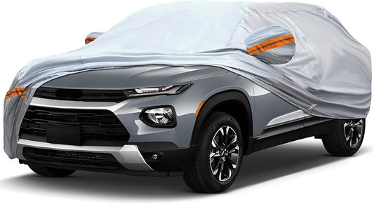 Fit for 164"-178" Length SUVs, 6-Layer Full Car Cover is All-Weather Waterproof, Universal in All Seasons, Snow Prevention, Rainproof, Acid Rainproof, Sunscreen, Orange Reflective Strip