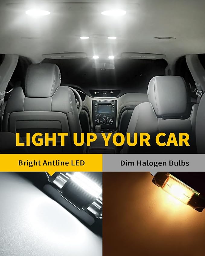 Antline 211-2 212-2 578 569 214-2 41MM 1.61”LED Bulb White, Super Bright Canbus Error Free 12 Volt Replacements for Interior Dome Map Vanity Mirror Sun Visor Lights (Pack of 10)