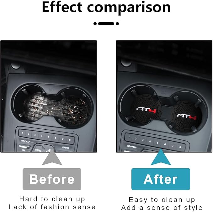 Car Cup Holder Coaster for GMC AT4 Series Recessed Silicone Cupholder Coaster Interior Accessories 2.75in 2Pieces Black