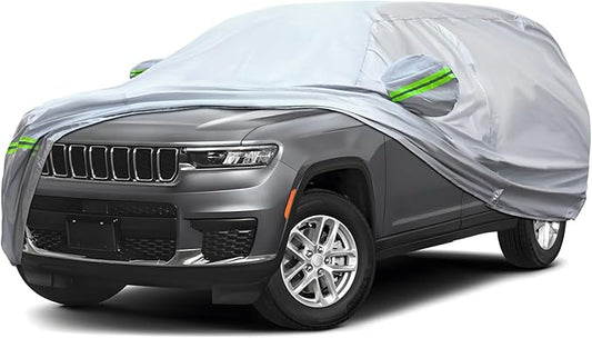 6-Layer Full Car Cover is All-Weather Waterproof, Universal in All Seasons, Snow Prevention, Rainproof, Acid Rainproof, Sunscreen, Ultraviolet-Proof, Applicable to SUV and MPV (201"-211")