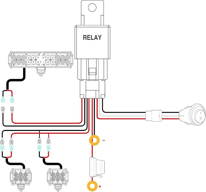 Nilight 12 Inch 72W Spot Flood Combo Led Light Bar 2Pcs 4Inch 18W Flood LED Pods Fog Lights Off Road with Wiring Harness Kit-3 Leads for Van Camper Car Pickup Golf Cart ATV UTV SUV Truck Boat 4x4